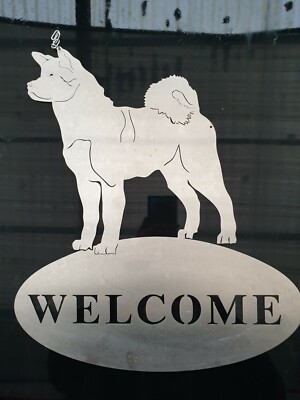 Edelstahschildl Wandschild Akita Nuru  / Husky 
