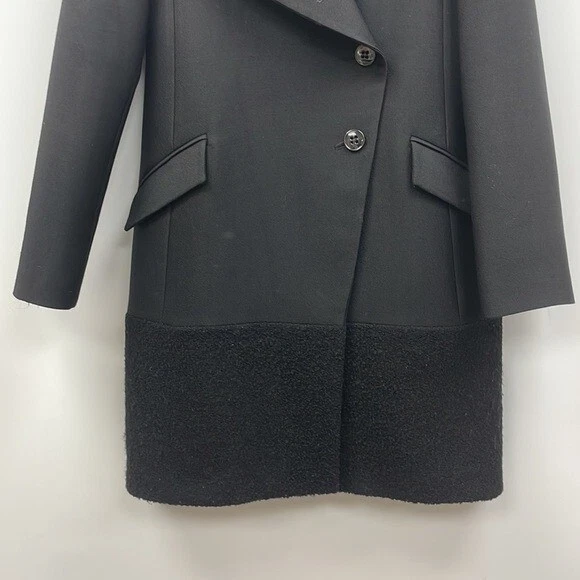 REISS 100% Wool Single Breasted Longline Pea Coat Winter Jacket Black Small - Image 3 of 4