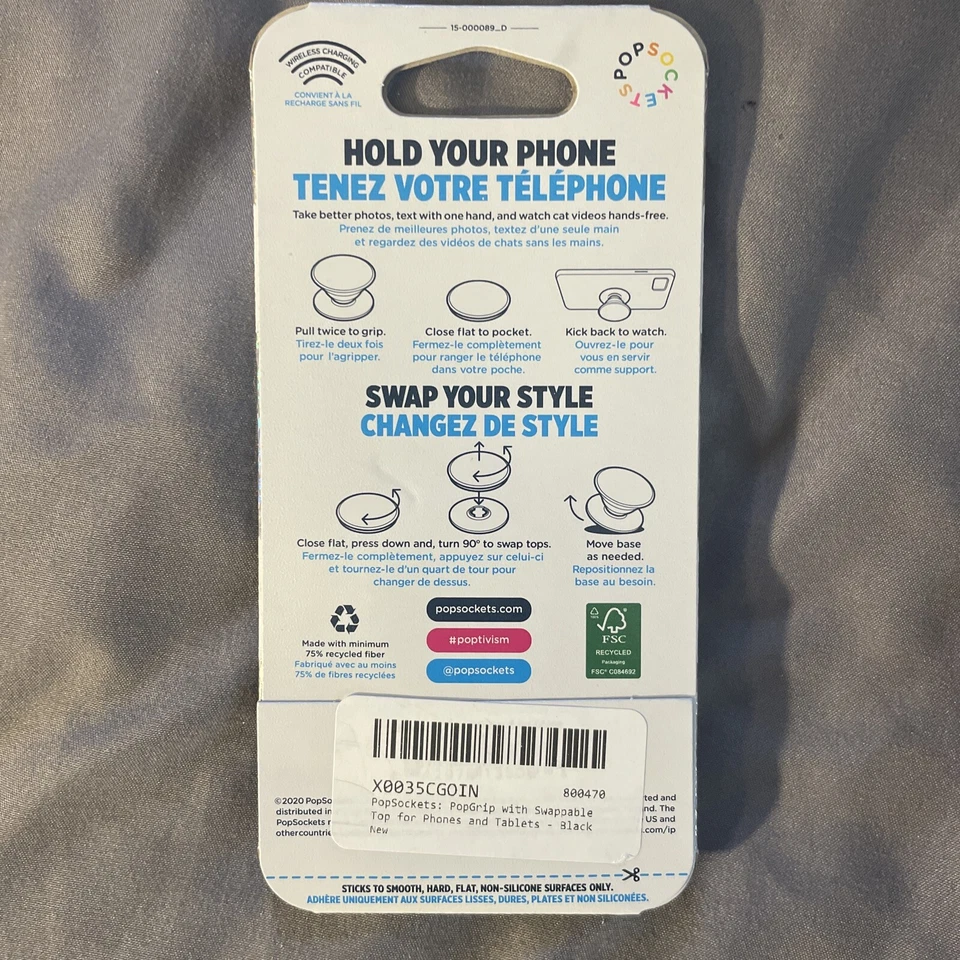 PopSockets Collapsible Grip & Stand for Phones Black Swappable *Damaged/Scuffed* - Image 2 of 4