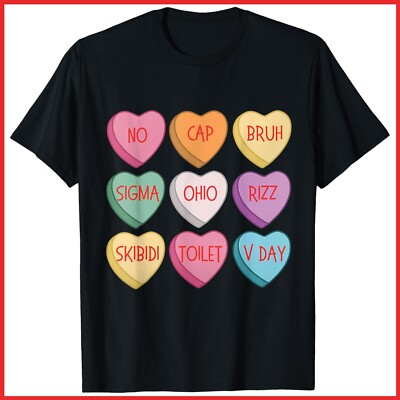 No Cap Bruh Sigma Ohio Rizz Skibidi Valentines Day Slang Black Cotton T-Shirt