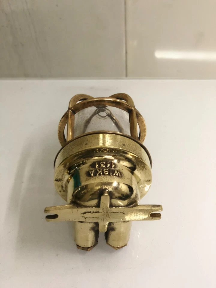 Wiska Marine Brass Bulkhead Light Fixture—Ceiling/Wall Mount Original Metal - Image 4 of 4
