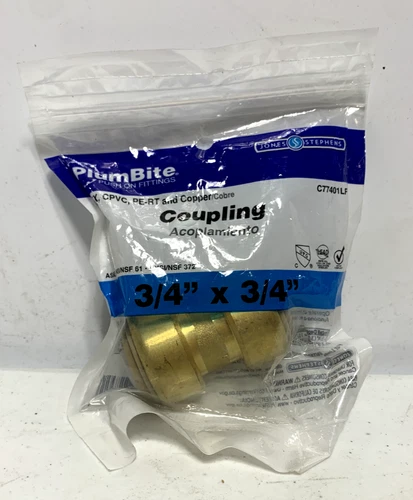 Jones Stephens C77401LF Plumbite Push On Coupling Lead Free 3/4" x 3/4 - Picture 1 of 8