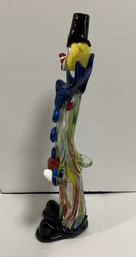 Large Murano Glass Circus Clown 17.5” Tall UV GLOW (365nm) - Picture 5 of 21
