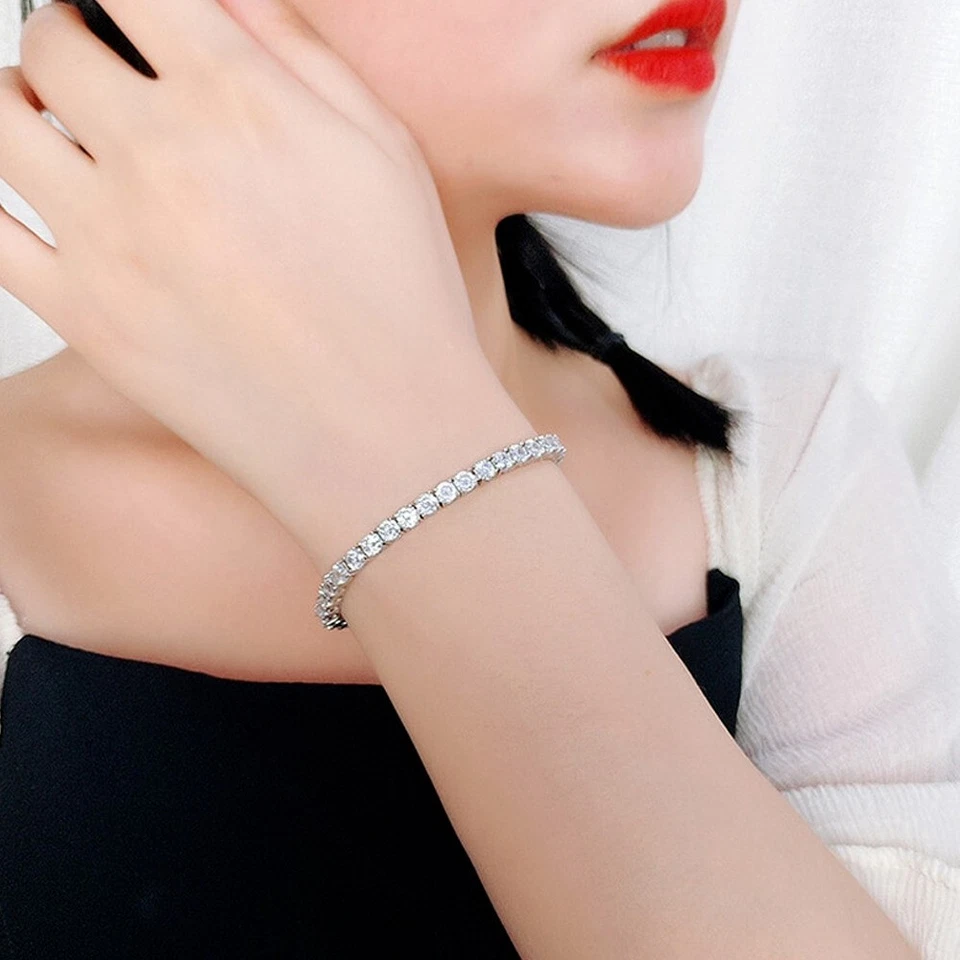 8 ct Round Cut Lab Created Diamond char tennis bracelet 925 Sterling Silver - Image 4 of 4