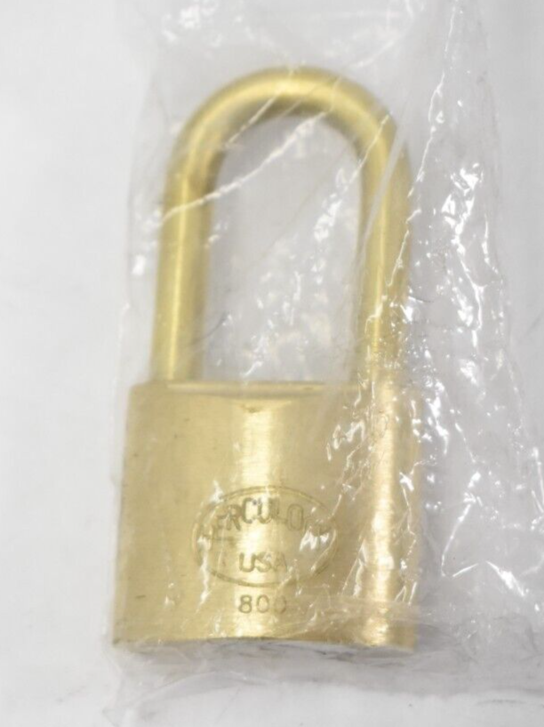 Brass Herculock Padlock 800 Shackles AEP Logo M-D U CO USA Made No