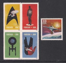 STAR TREK - COMPLETE SET OF 5 U.S. POSTAGE STAMPS - MINT CONDITION