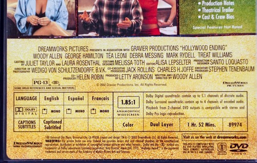 Hollywood Ending (DVD/2002) Woody Allen-Tea Leoni-Debra Messing-Tiffani Thiessen - 第 4/8 張圖片
