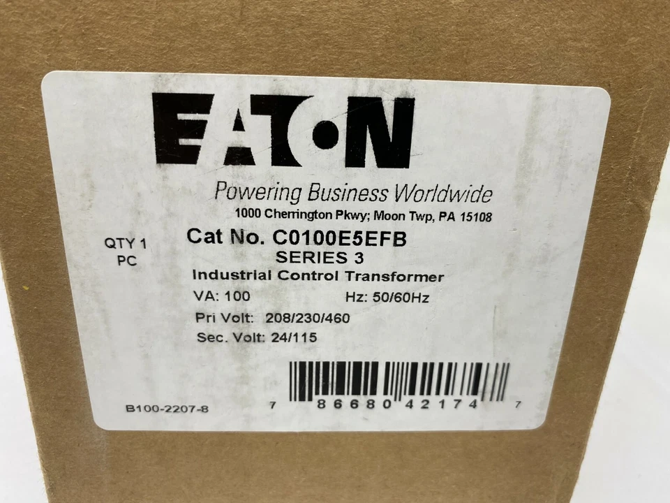 Cutler-Hammer Eaton C0100E5EFB Control Transformer 100VA P-208/230/460V S-24/115 - Image 2 of 4