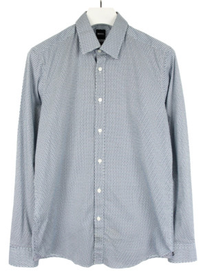Hugo Boss Regular Fit Stretch Hemd Herren M Muster Blau Geknopft Propagation