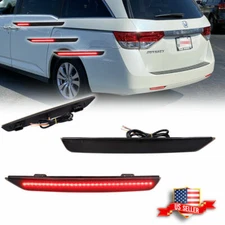 Smoke Rear Bumper Reflector LED Tail Brake Signal Lights For 11-17 Honda Odyssey