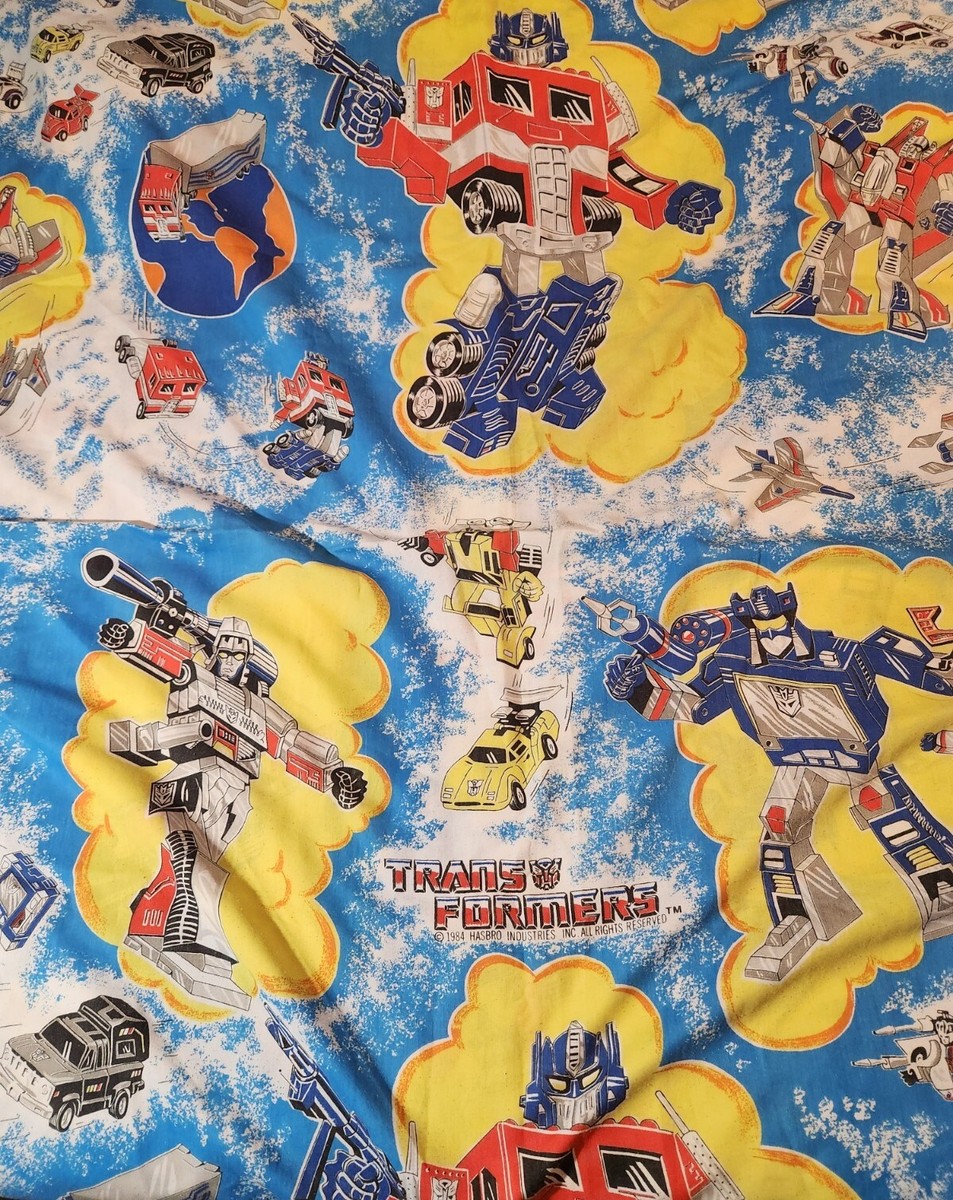 Vintage 1984 Transformer's Fabric Twin Bedding Top Sheet. GREAT