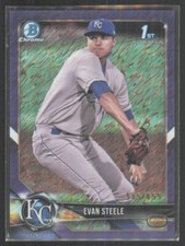 2018 Bowman Chrome Prospects Purple Shimmer Refractor 1st Evan Steele /655