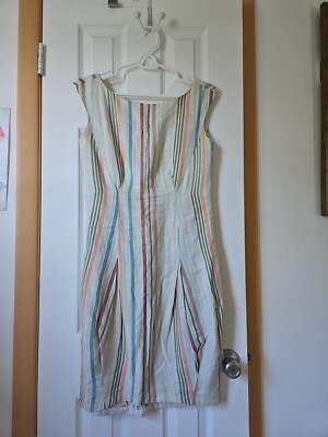 Lafayette 148 100% Linen Sleeveless Sheath Dress Size 4 Pleated Tulip  Bottom | eBay