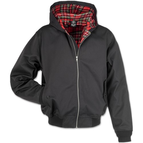 Brandit Lord Canterbury Para Hombres Con Capucha Chaqueta de Abrigo  HARRINGTON Tartán Inglés Negro | eBay