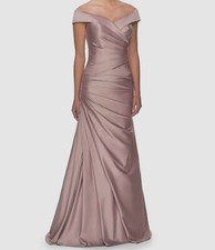 418 La Femme Women's Pink Off The Shoulder Ruched A-Line Gown Dress Size 8