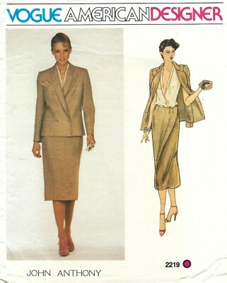 Vogue 2219 Wrap Blouse, Double Breasted Blazer & Slim Wrap Skirt Sz 8 COMPLETE