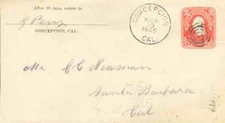 California Concepcion 1905 target  1903-1953  Postal Stationery Envelope.