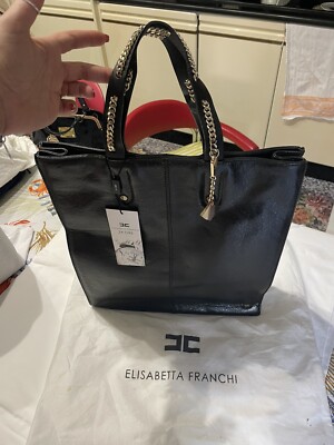 ELISABETTA FRANCHI BAG I N LEATHER DOUBLE HANDLES WITH CHAIN