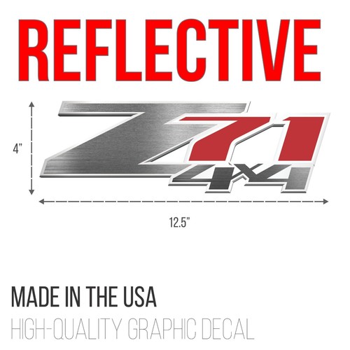 Z71 4x4 Reflective Stickers for Chevy Silverado 1500-2500 HD Decals - Set of 2 - Picture 25 of 30