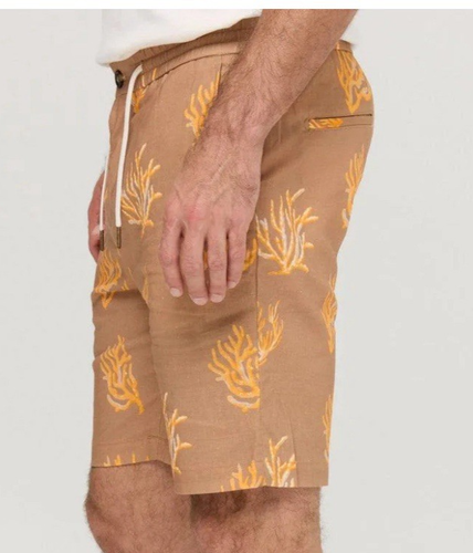 Scotch & Soda Amsterdam Men's Summer Cotton Linen Bermuda Short Khaki 34 - Picture 6 of 11