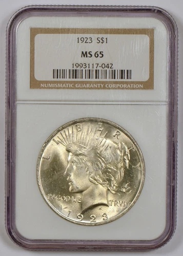 1923 Silver Peace Dollar from the Philadelphia Mint, Graded MS65 by NGC