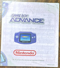 Nintendo Game Boy Advance Power Subscription Insert H/HW-AGB-USA-1 B158 