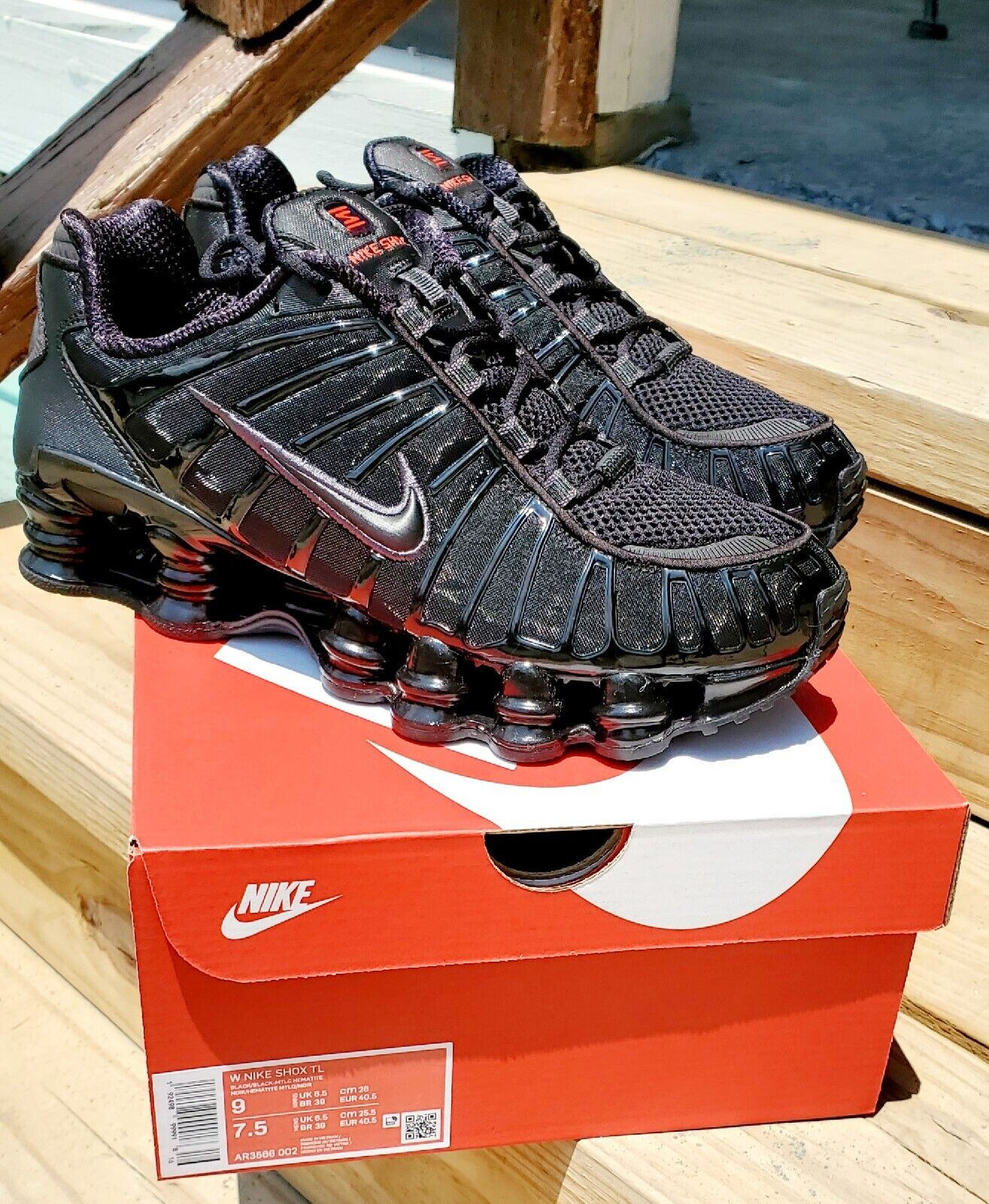 New Nike Shox TL Black Metallic Hematite AR3566-002 Women's Size 9 / Men's  7.5