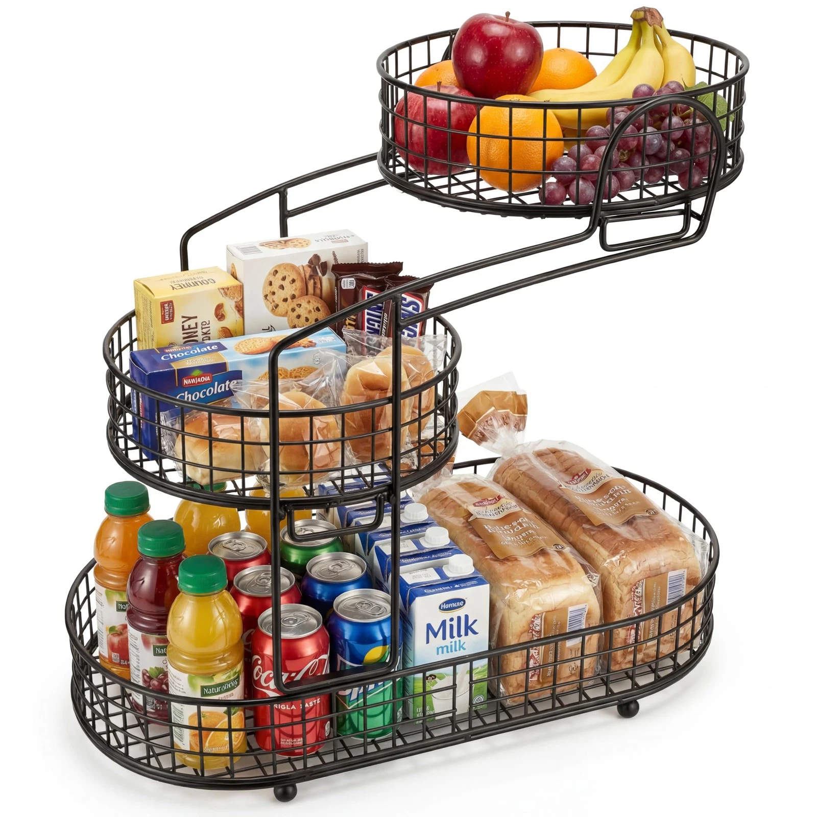 3-Tier Fruit Basket for Kitchen Counter - Metal Wire Vegetable Storage Stand,...