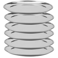 12 Inch Stainless Steel Plates, Reusable Metal Dinner - Dishwasher Safe
