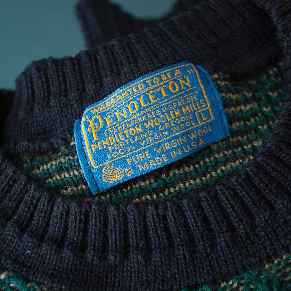 Vtg Pendleton Knit Sweater Men's L Wool Geometric Pullover USA - Image 2 of 4