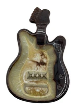 Vintage MCM Brown Drip Glaze Ceramic Electric Guitar Ashtray Made in Japan Retro