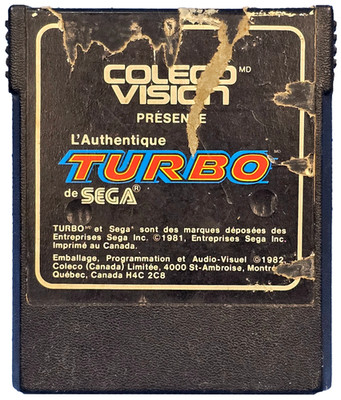 The Official Turbo By Sega For Coleco Vision  *Cartridge Only*
