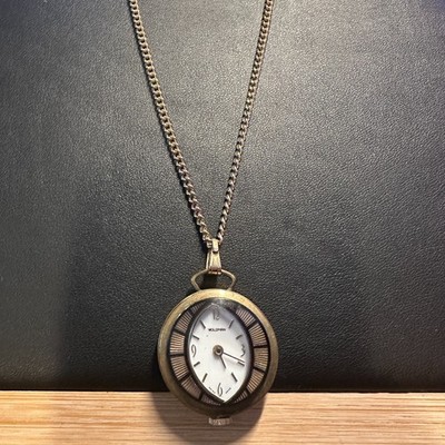 Vintage Woldman Swiss Made Pendant Watch Necklace Gold Tone