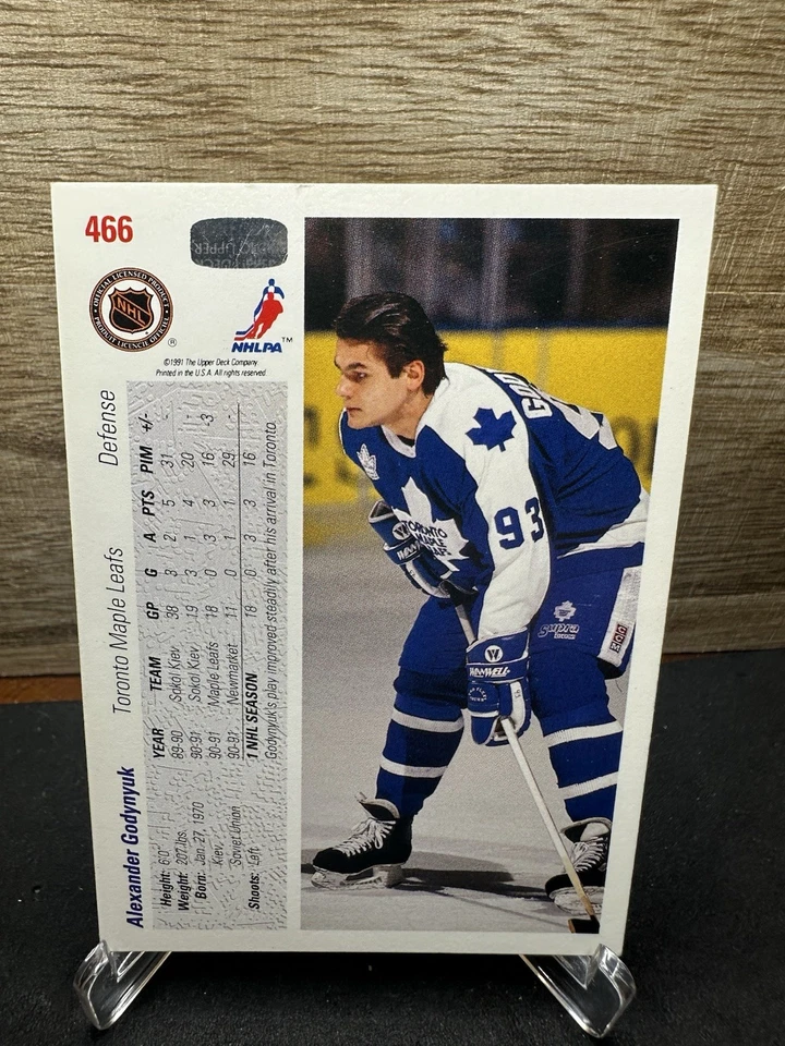 1991-92 Upper Deck Hockey #466 Alexander Godynyuk RC In-Person ON-CARD AUTO - Image 2 of 2