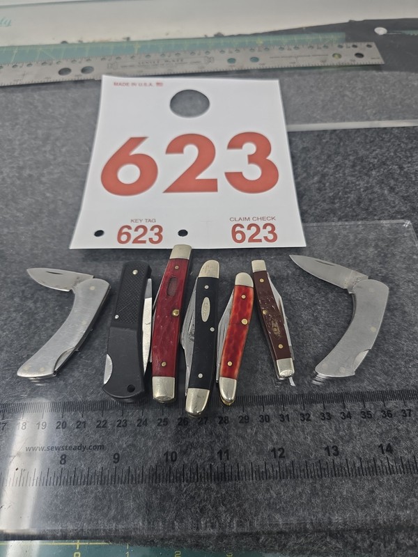Case Lot of 6 Folding Pocket Knives 1 Broken Blade