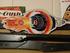 Vintage Rare Spark Plug Sign - Ac Service Station Gas Oil Porcelain Metal Sign