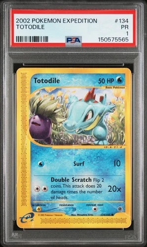 2002 POKEMON EXPEDITION #134 TOTODILE PSA 1