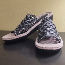 Cliffs by White Mountain Studded Slip-On Wedge Sandals Black Comfort Synthetic