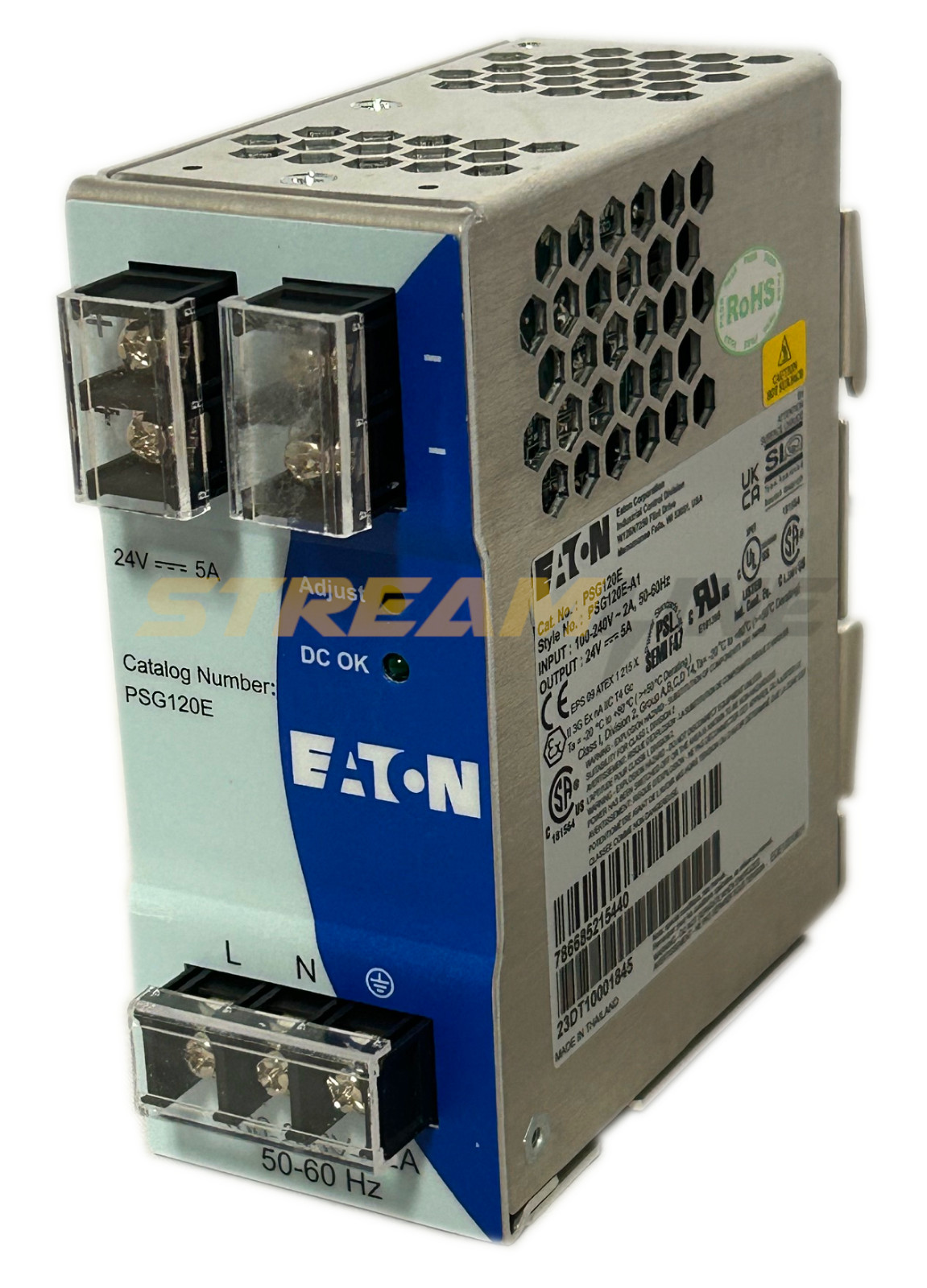 Eaton PSG120E General Purpose Power Supply, 120W, 47-63Hz, 24V Output, 1Ø, 5 Amp