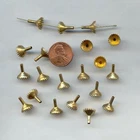 24 VINTAGE BRASS CROWN PRONG 9mm. ROUND RHINESTONE SETTINGS WITH STEM 712A