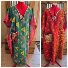 Upcycled Kantha Quilt Dress Caftan Plus Size Reversible Hippie Dont Throw It Out