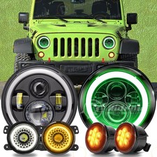 Dot 7 Led Headlights Halo Fog Turn Siganl Lights For Jeep Wrangler Jk 2007-2018