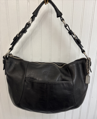 Vintage | Coach Soho Hobo Shoulder Bag Black H0882-12683 Silver