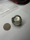 HUGE Vintage Sterling Silver 925 Mother of Pearl Flower Statement Ring 18.89g