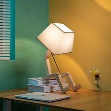 Cute Robot Desk Lamp,Unique Dimmable Bedside Table Lamps for Bedroom,Square L...