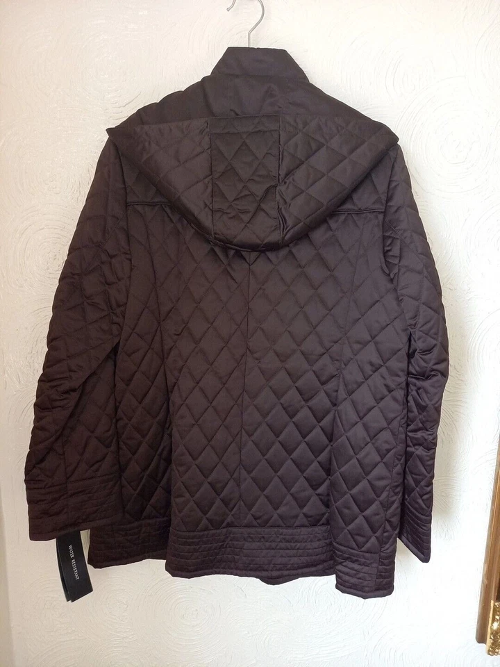 Jones New York Women's Brown Quilted Zip Front Jacket L Large Hooded - Image 3 of 4