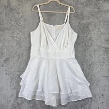 SRV x FTF Dress Womens 2X White Surplice V Neck Tiered Ruffle Hem Cotton Belted