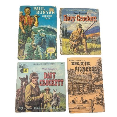 Vtg 4 Frontier Books Disney Davy Crockett Paul Bunyan Songs Of The Pioneers SEE