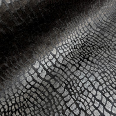 MODER DECOR Black Crocodile Upholstery Velvet Fabric - 58'' By The Yard SEMI GLOS
