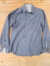 Rag And Bone Small Standard Issue Gray Distressed Long Sleeve Pocket Shirt